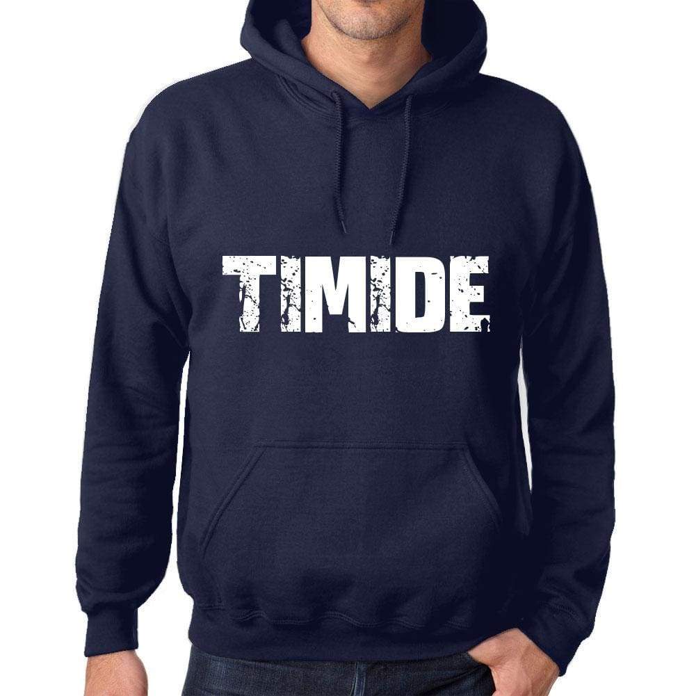 Unisex <span>Printed</span> <span>Graphic</span> Cotton <span>Hoodie</span> Popular Words TIMIDE French Navy - ULTRABASIC