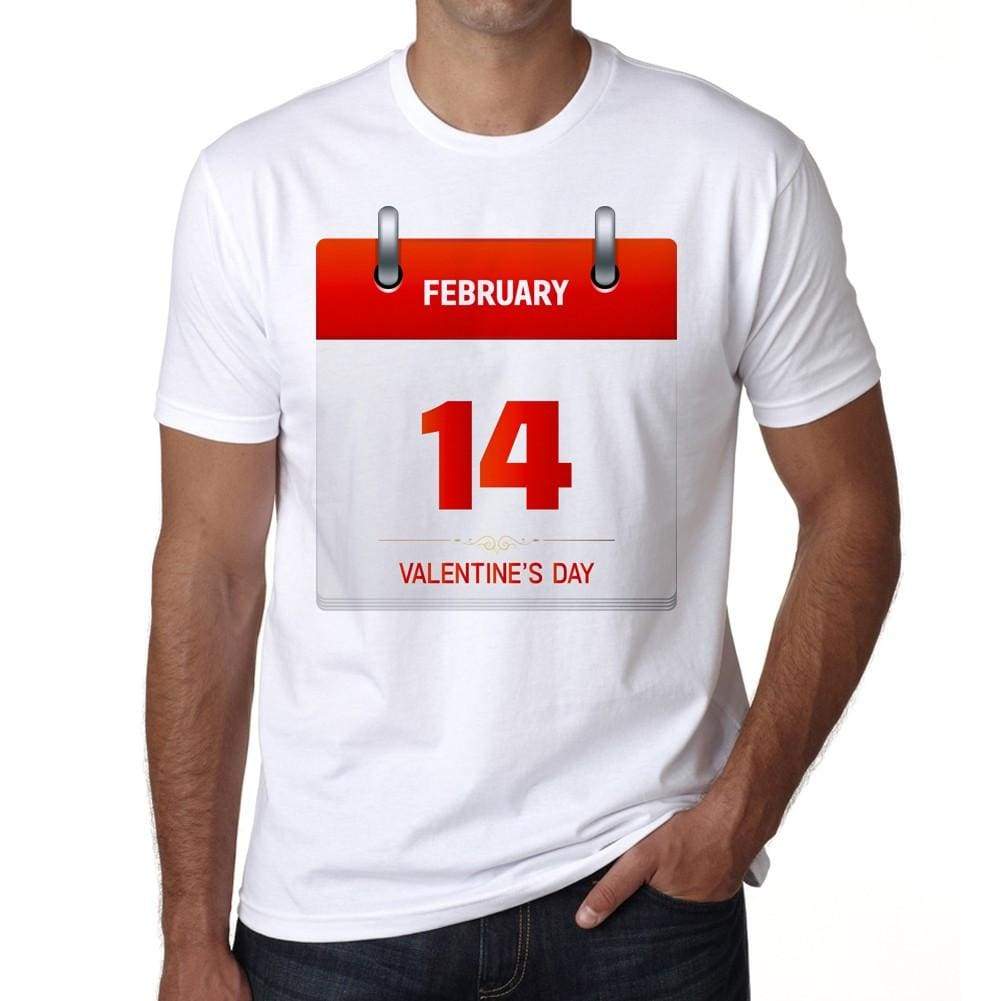 Valentines Day Calendar Mens Tee White 100% Cotton 00156