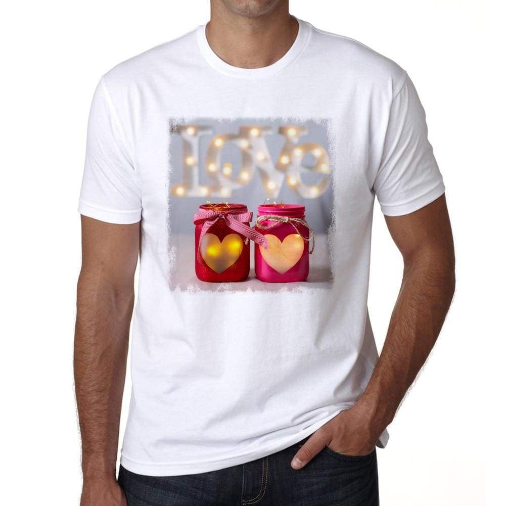 Valentines Day Lanterns Mens Tee White 100% Cotton 00156