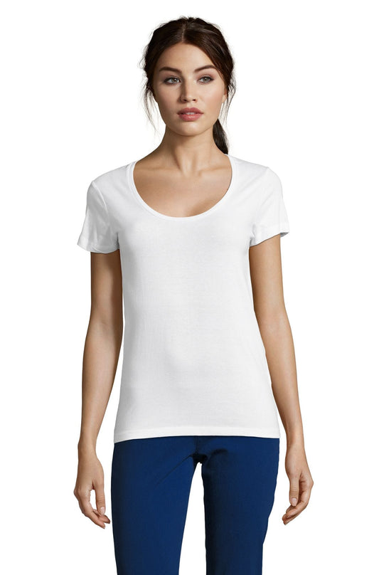 Simple Order Custom Women&#x27;s Scoop Neck T-shirt Your multicolor design on the t-shirt color of your choice (12 colors)