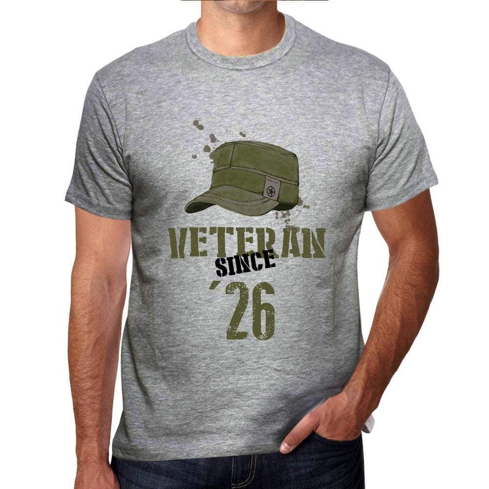 Veteran Since 26 Mens T-Shirt Grey Birthday Gift 00435 - Grey / S - Casual