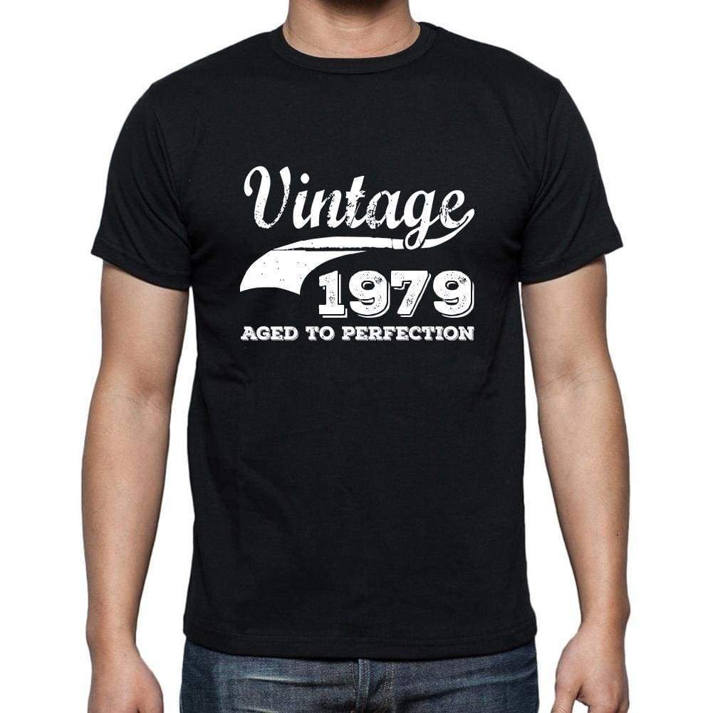 Vintage 1979 aged to perfection, Black Men's Short Sleeve Round Neck T-shirt 00100 - Ultrabasic