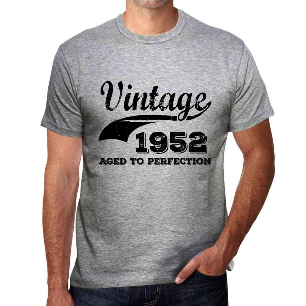 Vintage Aged To Perfection 1952 Grey Mens Short Sleeve Round Neck T-Shirt Gift T-Shirt 00346 - Grey / S - Casual