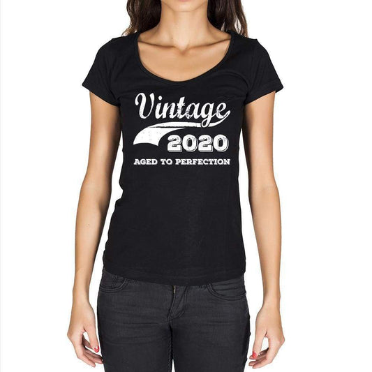 Vintage Aged To Perfection 2020 Black Womens Short Sleeve Round Neck T-Shirt Gift T-Shirt 00345 - Black / Xs - Casual