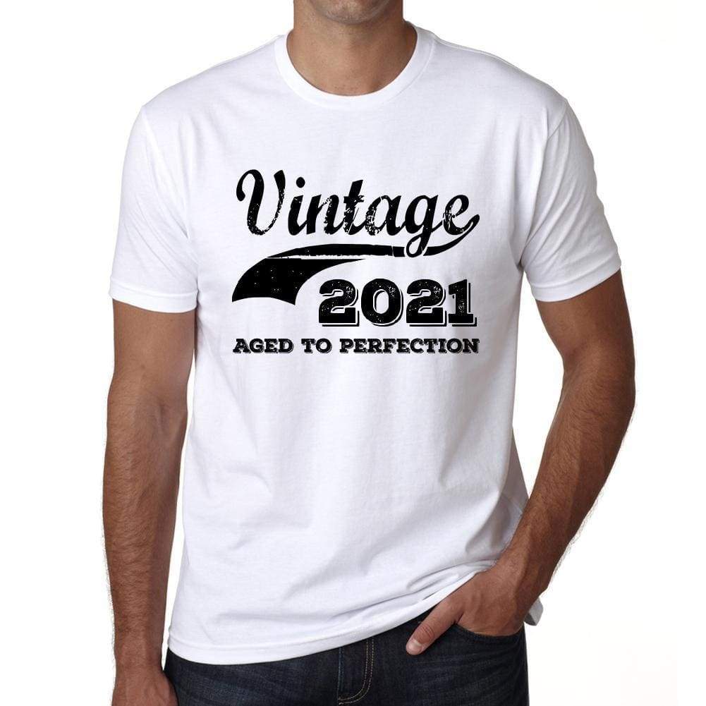 Vintage Aged To Perfection 2021 White Mens Short Sleeve Round Neck T-Shirt Gift T-Shirt 00342 - White / S - Casual