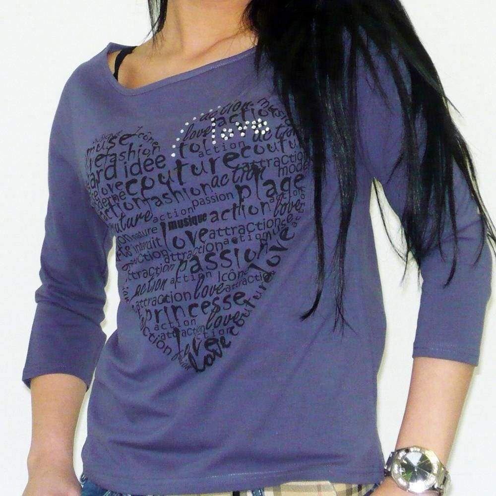 Womens 3/4 Sleeve Top One In The City Passion